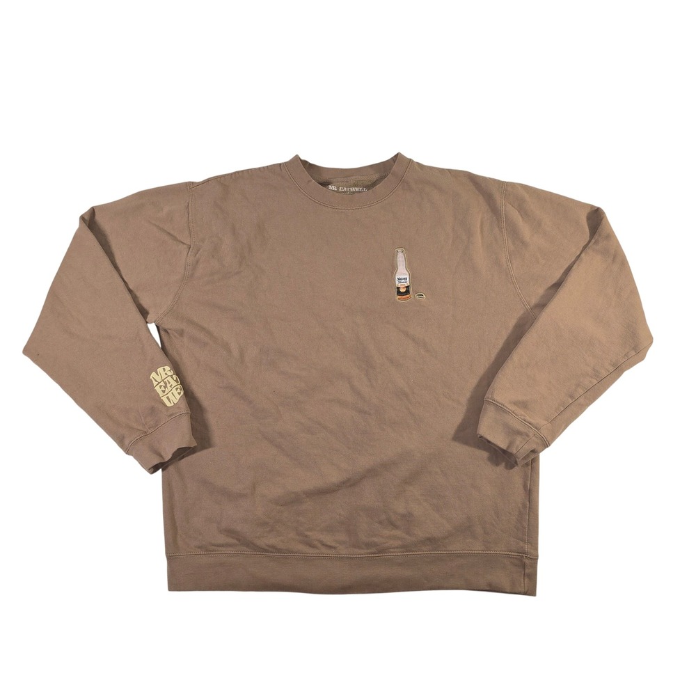 Mr Eatwell Stay Home Beer Bottle Graphic Sweatshirt Tan Crewneck Mens XL 2015 ol